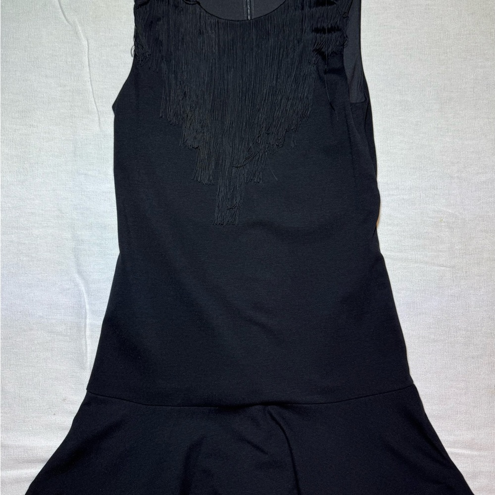 BCBGMaxAzaria “Nikko” Black Fringe Cocktail Dress Mini Size Small NWT